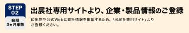 STEP02　出展社専用サイトより、企業・製品情報のご登録