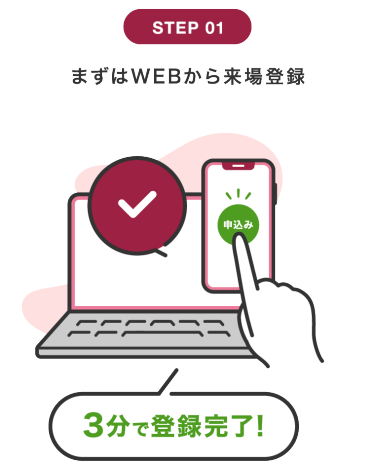 STEP 01:まずはWEBから来場登録